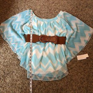 Blue and White Chevron Wishful Park Blouse